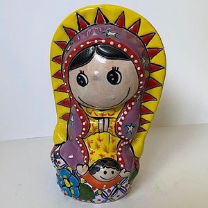 TALAVERA Mother with Child Large Coin Bank/Figurine Signed Vintage